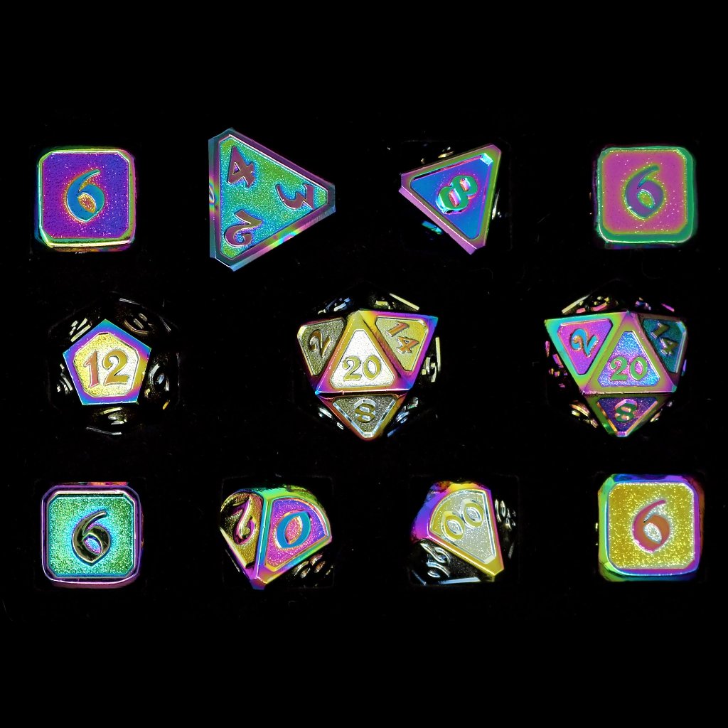 11 Piece RPG Set - Mythica Scorched Rainbow by Die Hard Dice