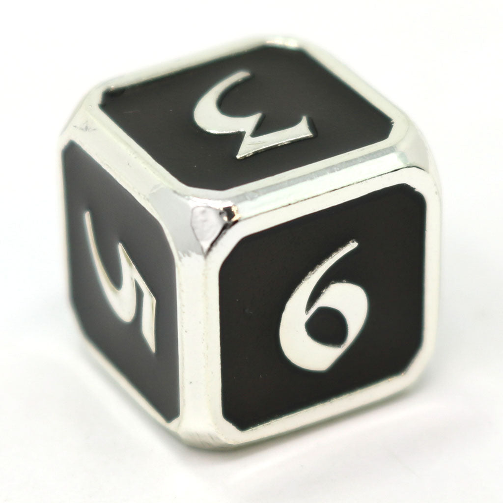 Single d6 - Mythica Platinum Onyx by Die Hard Dice