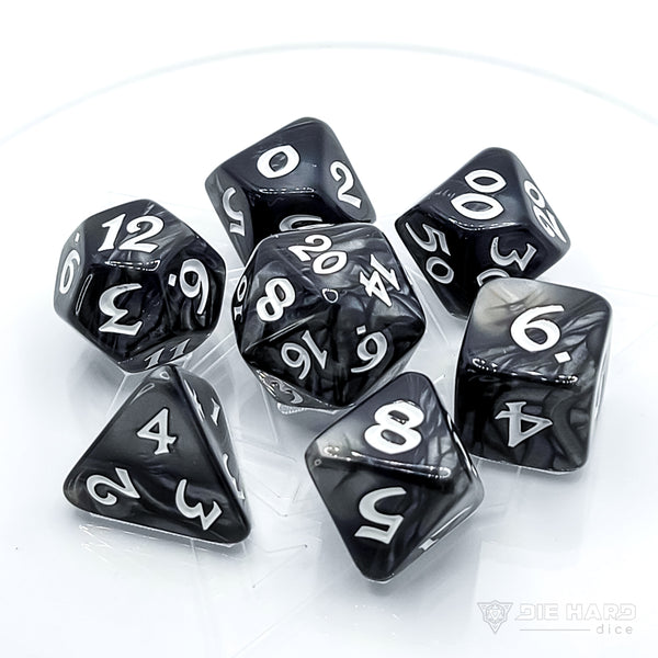 7-teiliges RPG-Set – Elessia – Schiefer mit Weiß